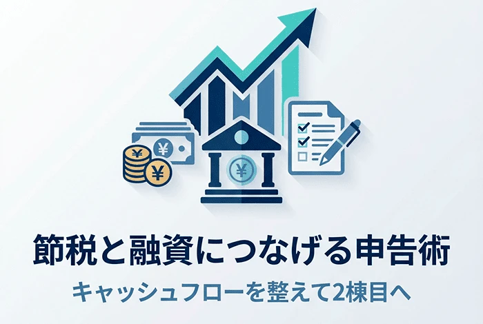 不動産投資の確定申告による節税とキャッシュフロー改善を通じて、融資につなげるイメージ